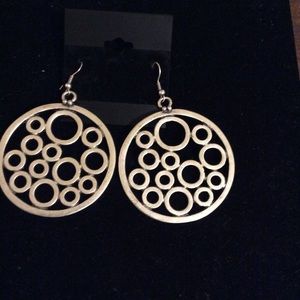 Round Silver Metal Earrings